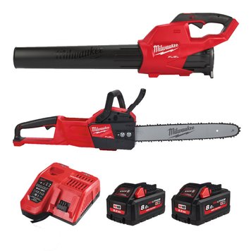 Набір акумуляторний MILWAUKEE M18 FPP2OP2-802 (пила ланцюгова/повітродуйка/2акум.18В 8Аг/зарядка) 4933492817 фото